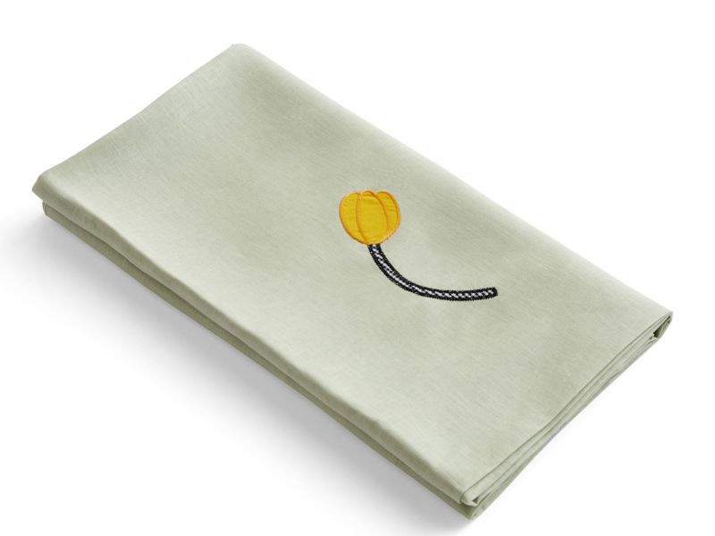 Sobremesa Tischdecke Grün mit gelber Blüte: Elegante Baumwolldecke für den Esstisch.